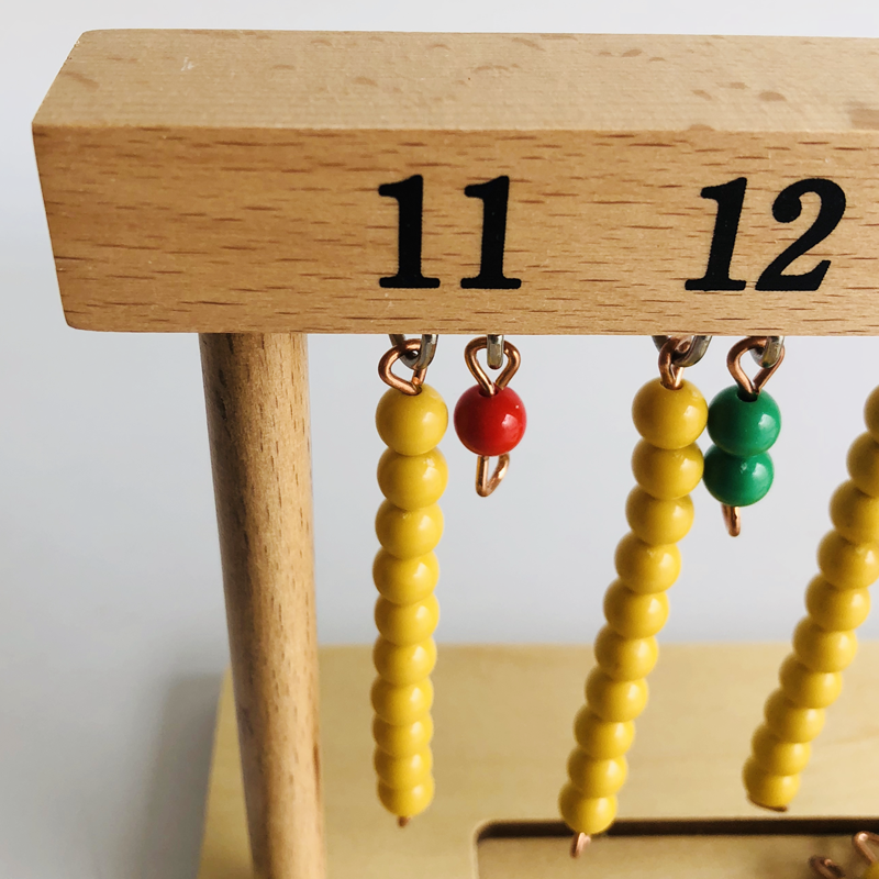 Montessori Mathematics Materials Colored Beads Stair With Bead Hanger Linear & Skip Counting Game for Children Numbers Learning
