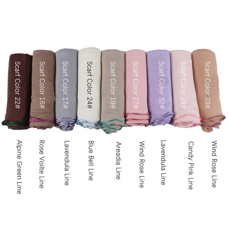 Colored Lines Muslim ladies Plain Cotton Jersey shawls wraps Solid color women Knitted Stretchy Fashion abaya hijab scarf
