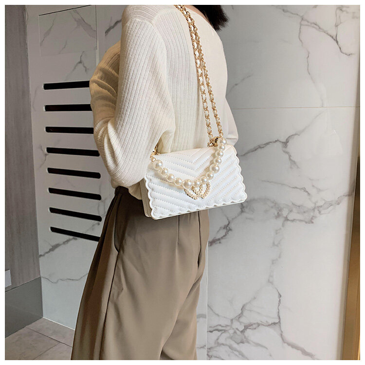 2022 Fashion Sweet Lady Crossbody Bag Pearl Women Party Handbag Chain Shoulder Messenger Bag New Borsa Donna
