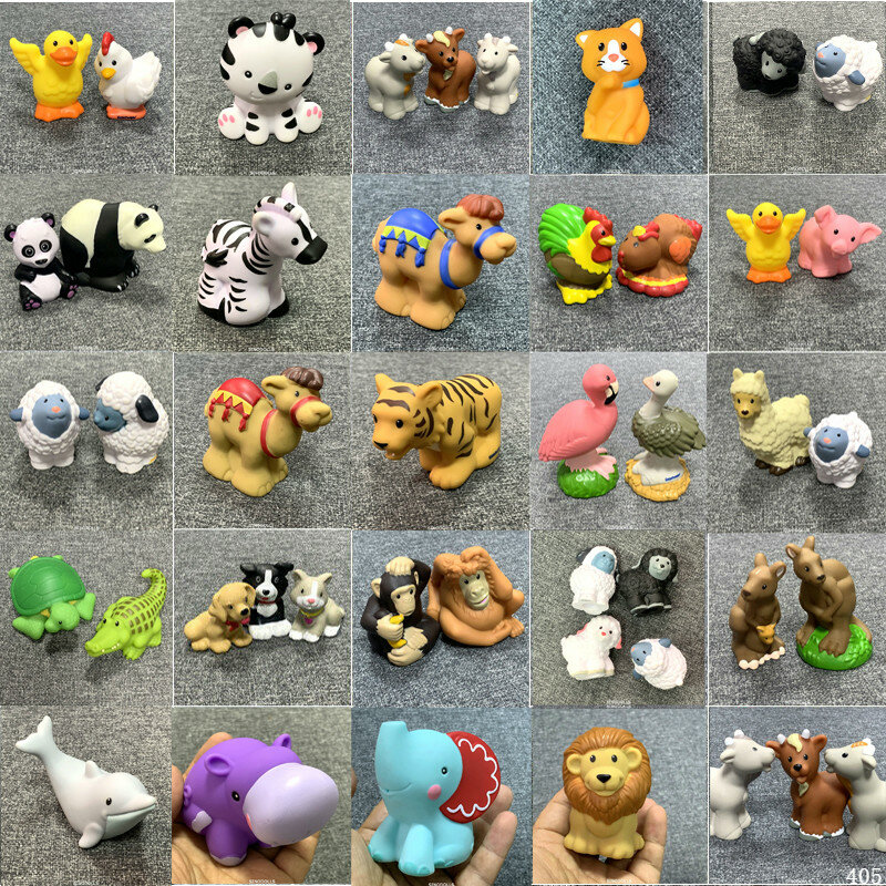Lote 5/10/25 Uds. Fisher Little 2 pulgadas personas y animales gato perro Zoo figuras de dibujos animados niños juguetes regalo al azar