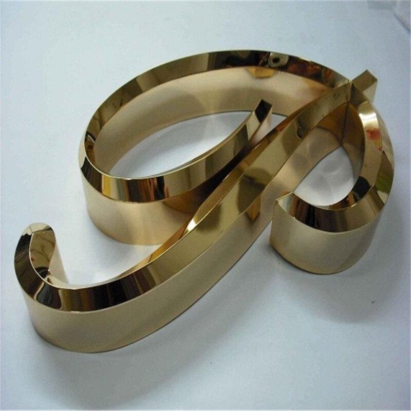 Factory Outlet Outdoor 3D gold color stainless steel logo, rose red gold color 3D sign, 3D metal  logo, business shop signs