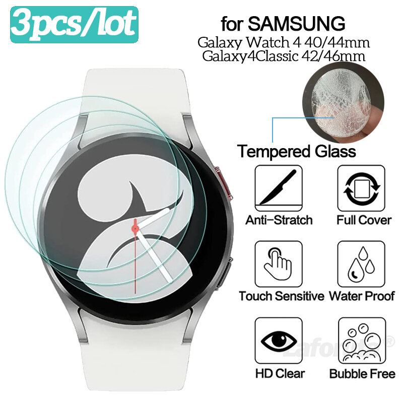 3Pcs กระจกนิรภัยป้องกันหน้าจอสำหรับ Samsung Galaxy 4 40มม.44มม.ป้องกันฟิล์มแก้วสำหรับ Samsung นาฬิกา3 41มม.45มม.