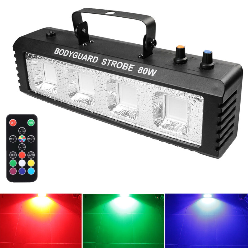 Luces estroboscópicas blancas RGB para DJ, iluminación de 40W, 60W, 80W y 100W con Control remoto, efecto Flash de sonido para fiestas, bodas y escenarios