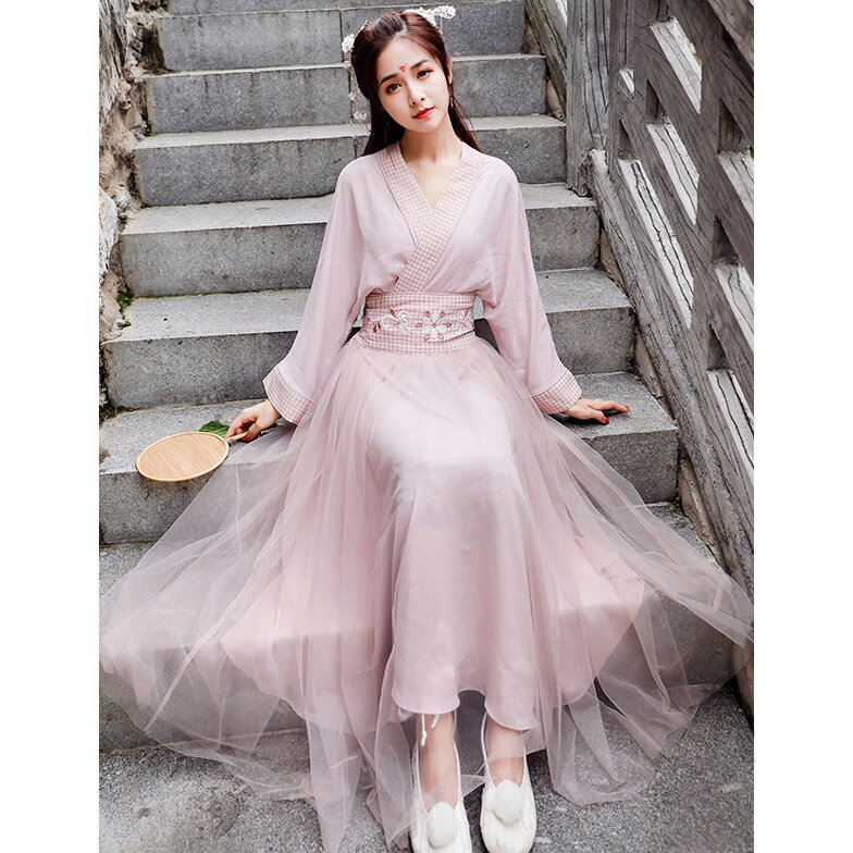 Hanfu женское платье hanfu Косплей китайское платье Чонсам традиционное китайское платье сказочное платье qipao летняя юбка с коротким рукавом