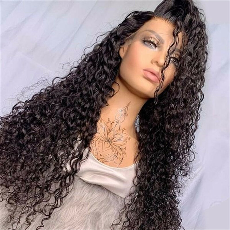 QueenKing Hair Invisiable Transparent 13x6 Super Fine HD Lace Frontal Wigs Brazilian Deep Curly 150% Lace Front Human Hair Wigs