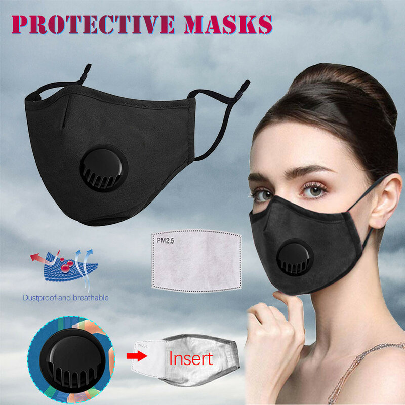 Mascarilla de algodón PM2.5 con filtro lavable y reutilizable, máscara Unisex para Cosplay, anti-polvo, anti-contaminación, mascarilla de media cara con filtro de respiración, # LR4