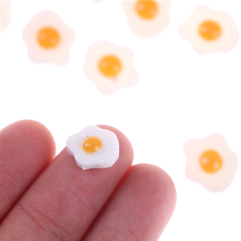 10 sztuk S L Diy żywica jajko sadzone białe jajko Flatback Cabochons domek dla lalek miniaturowe jedzenie DIY Scrapbooking 1:12
