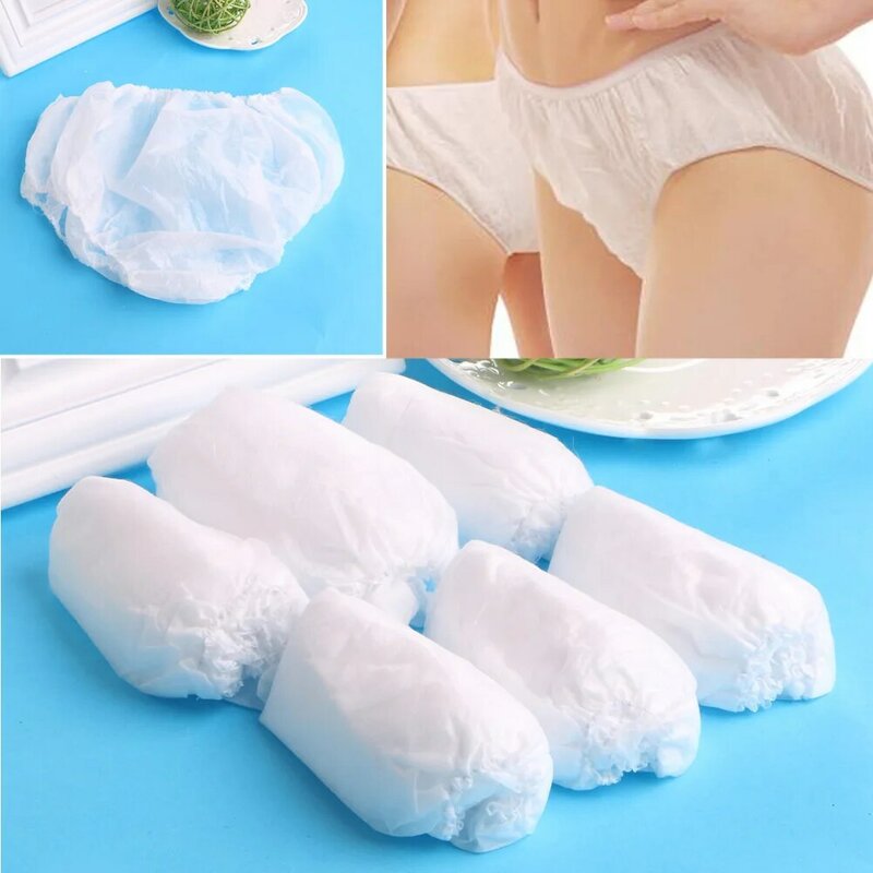 6Pcs Disposable Non Woven Paper Brief Panties Underwear Ladies Women Wholesale
