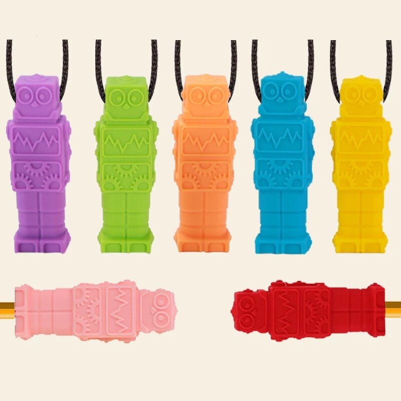 Sensorischen Kauen Halskette Pack Silikon Chew Anhänger Ausbildung und Entwicklung Spielzeug Kauen Halskette für Zahnen Babys Autismus Angst