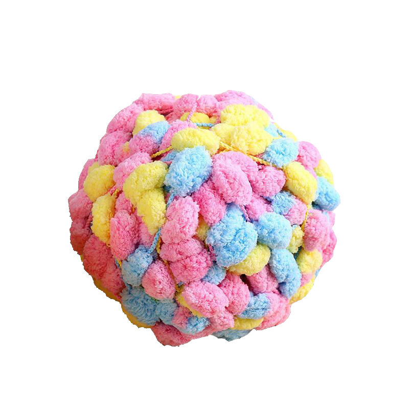 Wholesale Thick Woollen Big Soft Rainbow Pom Pom Yarn Hand Knitting Crochet Yarn DIY Blanket Cushion Colorful Pompom Thread FZ27