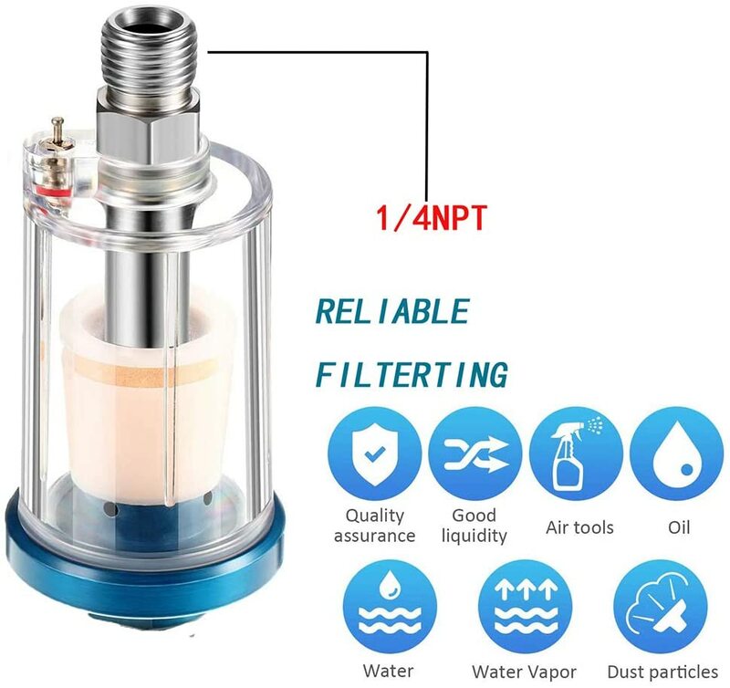 Qukpa Oil Water Separator Air Compressor Filter Accessories Small Pneumatic Spray Gun Regulator Paint Spray Gun Filter 1/4 Inch
