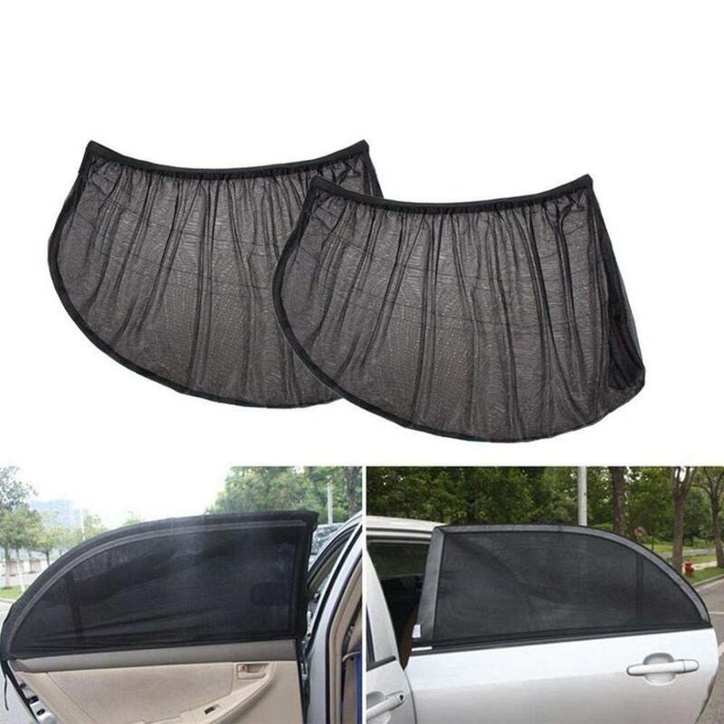 2 Pack Summer Car Rear Side Back Window UV Protection Sun Shade Anti-mosquito Car Net Mesh Curtain For Sedan 100*55cm 40*20"