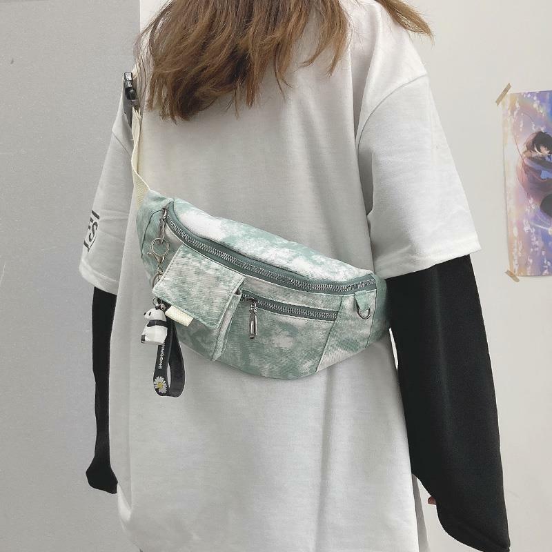Женская поясная сумка в Корейском стиле, модная Холщовая Сумка с принтом в стиле хип-поп для студентов, универсальная нагрудная сумочка бол...