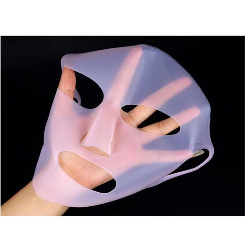 5pcs Reusable Silicone Face Skin Care Mask for Sheet Mask Prevent Evaporation Steam Reuse Waterproof Mask Pink/White Beauty Tool