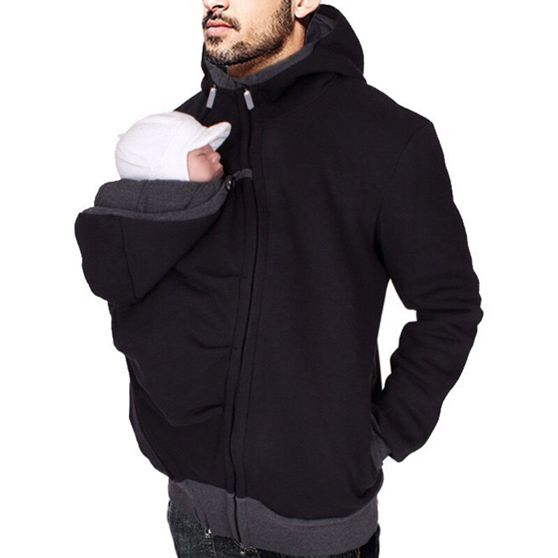 Herfst Winter Kangoeroe Draagzak Hooded Hoodies Sweatshirt Voor Vader Babywearing Jas Multifunctionele Kangoeroe Kleding