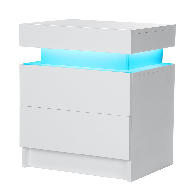Moderne LED Nacht Tisch mit 2 Schubladen Organizer Lagerung Schrank Nachttisch Home Schlafzimmer Möbel Nacht für Nacht