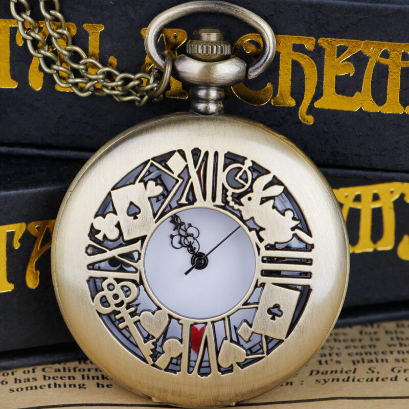 Clássico oco grande relógio de bolso, chave flor, coelho, retro, transporte da gota, venda quente