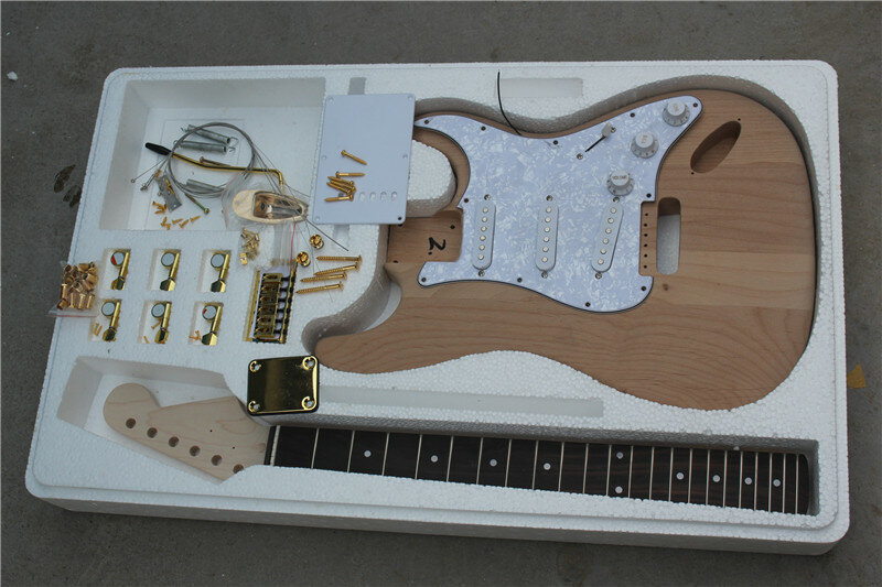 Классический корпус DIY 6-струнная гитара, Золотой металлический и хромированный вариант оборудования, бесплатная доставка