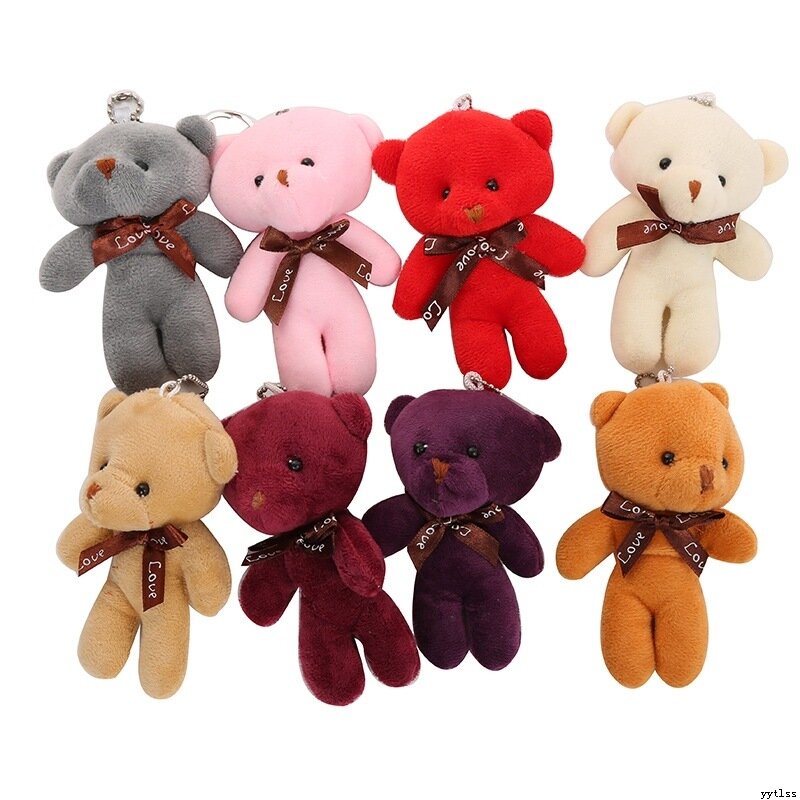 12cm Kawaii Little Bear Plush Doll Backpack Pendant Bear Doll Pendant Keychain PP Cotton Soft Stuffed BearsToy Gifts Wholesale
