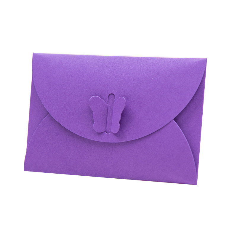 (10 Pieces/Lot) 10.5*7CM Colored Butterfly Buckle Kraft Paper Envelopes Simple Love Retro Buckle Decorative Small Paper Envelope