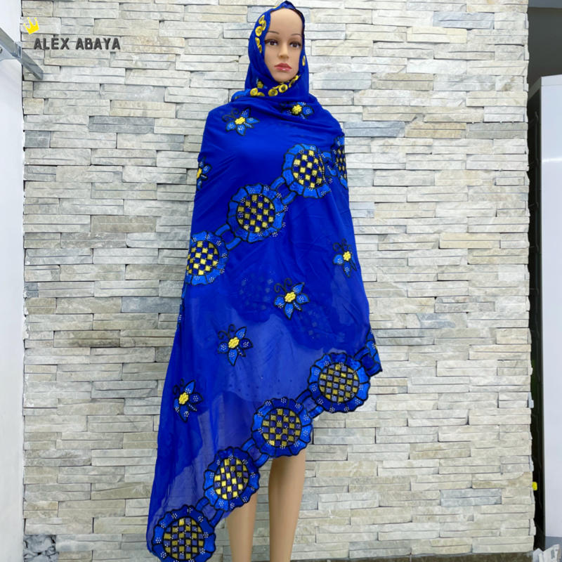 이슬람 여성의 머리 스카프와 숄, 자수 세트, 다이아몬드 중공 디자인, 이슬람, 새로운 패션, 대형, 210x110cm, 2021