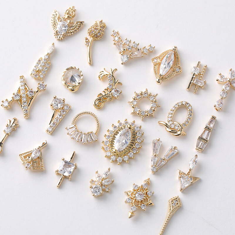 HNIUX 2 Pieces 3D Metal Zircon Nail Art  Jewelry Luxury Pearl Pendant Decoration Top Crystal Manicure Diamond Amulet