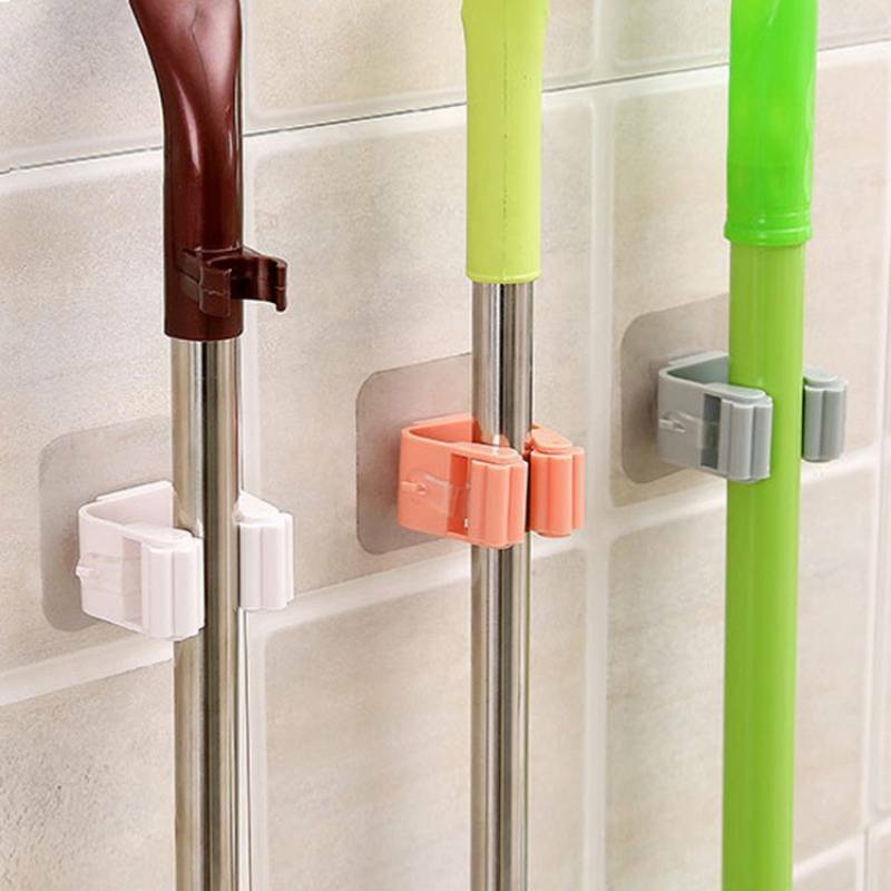 Adesivo multi-purpose ganchos fixado na parede mop organizador titular rackbrush vassoura gancho da cozinha banheiro forte ganchos