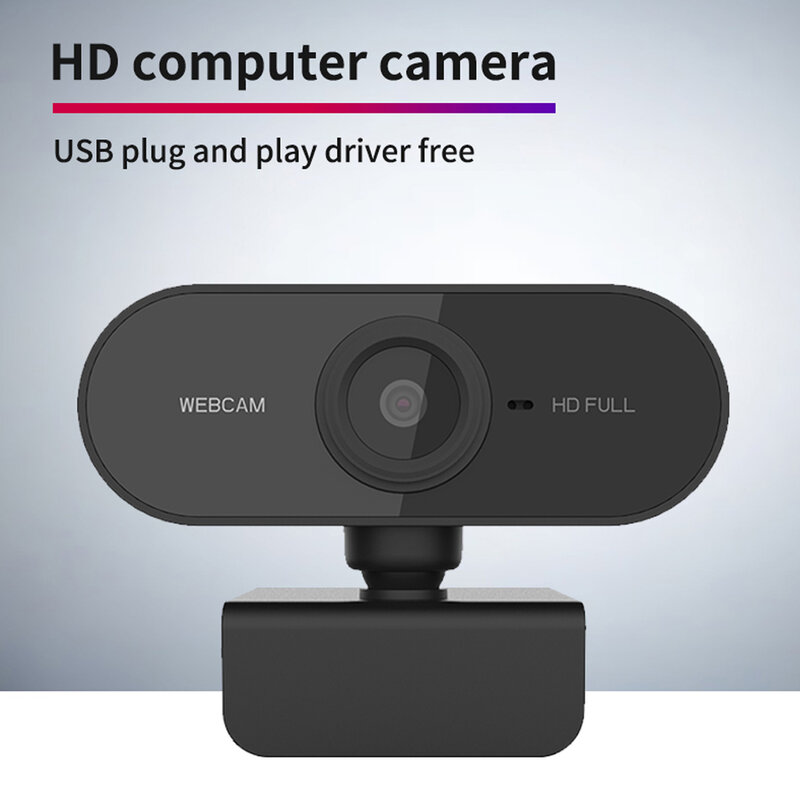 Dropshippg Webcam 1080P HD, kamera Web dengan mikrofon USB untuk komputer PC Mac Laptop siaran langsung Skype Mini