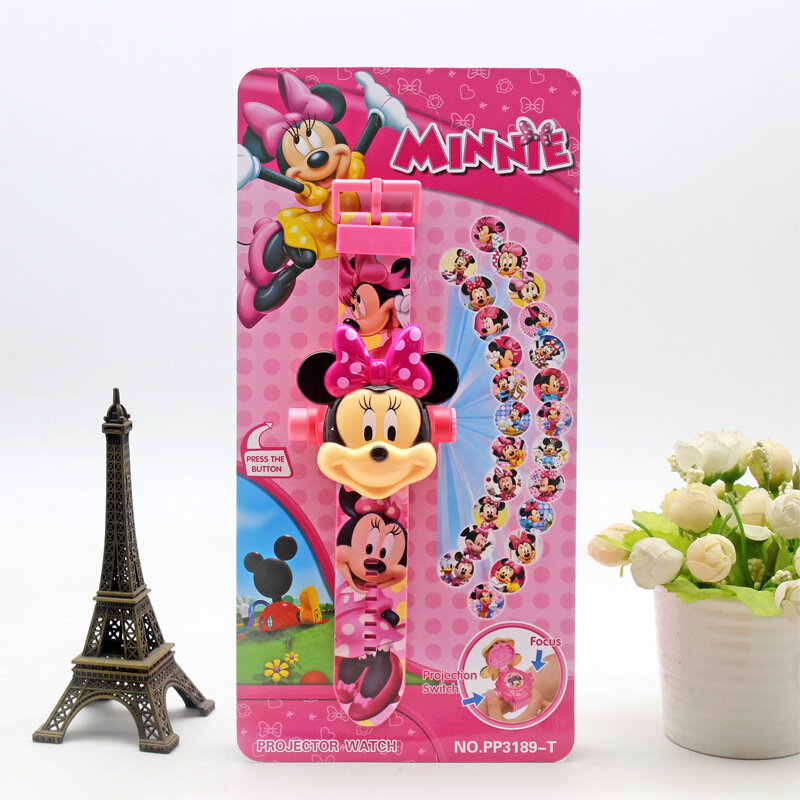 Relojes de proyección imagic para niños y niñas, pulsera Digital de princesa Disney, Elsa, Minnie, regalo para estudiantes, 24