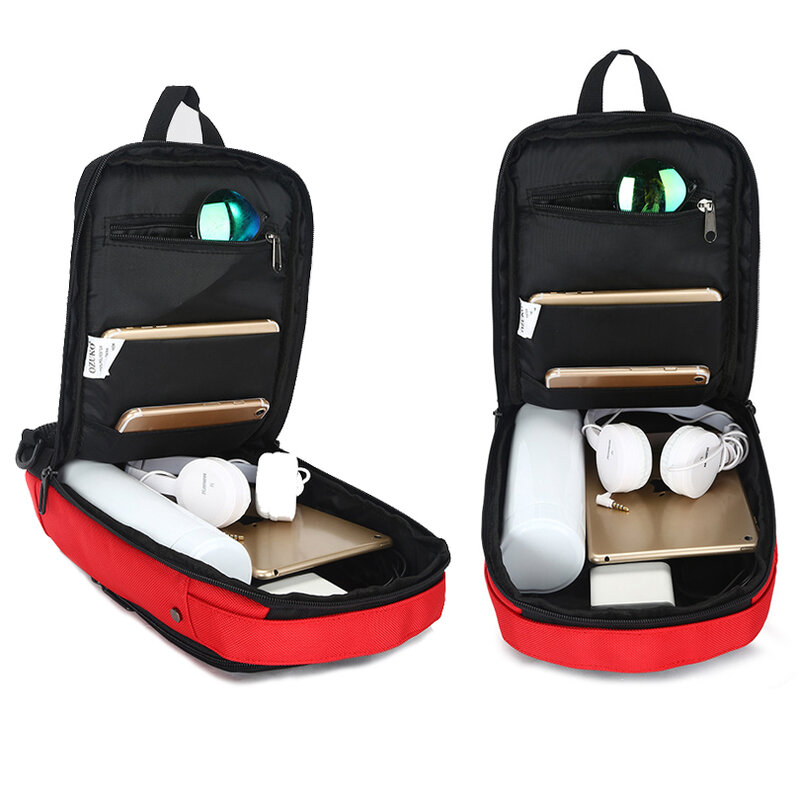 Men's Chest Pack Crossbody Bags Men USB Charging Shoulder Bag Women Large Capacity Oxford Waterproof Casual Messenger Bag 2021