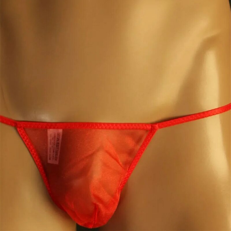 Sexy respirável t-back g-string sheer pouch briefs cintura baixa biquíni tanga lingerie cueca