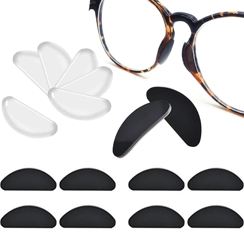 Almohadillas Adhesivas de silicona para gafas, antideslizantes, finas, blancas, accesorios para gafas, 10 unids/lote