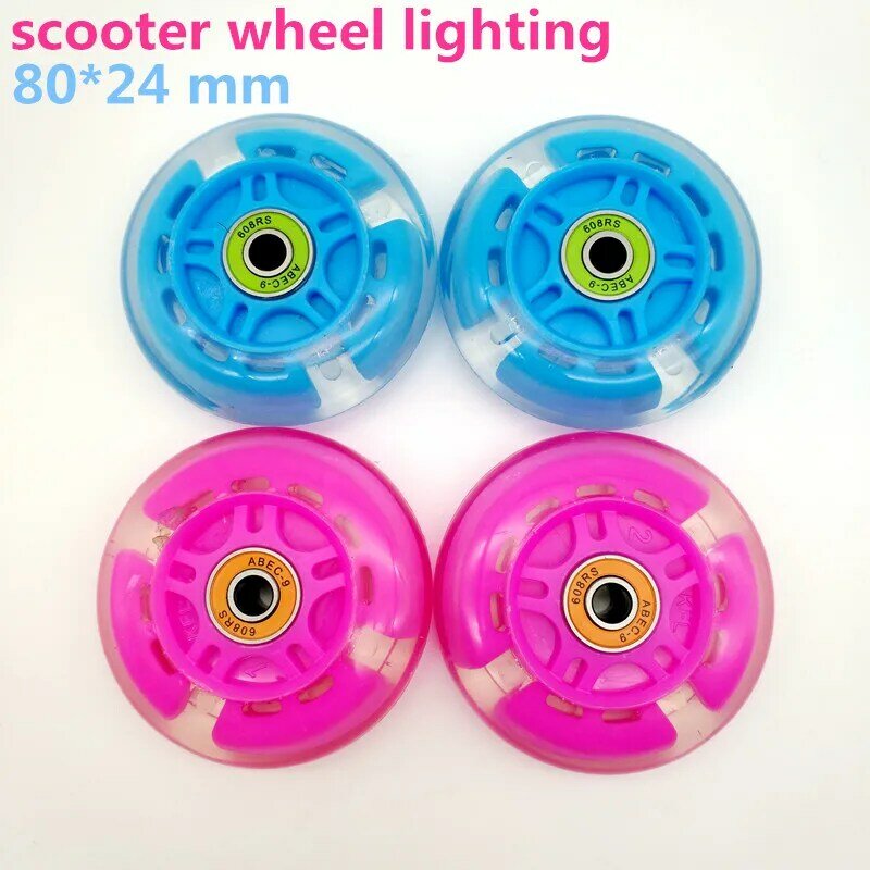 free shipping scooter wheel  flashing wheel 80 MM mm 2 pcs /lot bearing abec-9