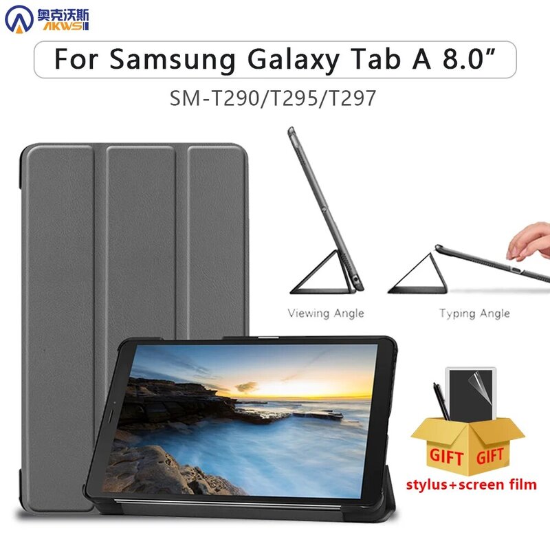 Étui magnétique mince pour Samsung Galaxy Tab A 8 2019, housse pour tablette A 8 .0 SM Tgain T295 T297