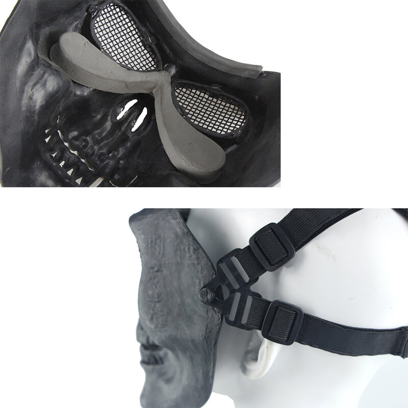 هالوين قناع مخيف لمهرجان تأثيري شبكة معدنية عيون حماية Airsoft كامل الوجه الجمجمة قناع لعبة كرات الطلاء BBs