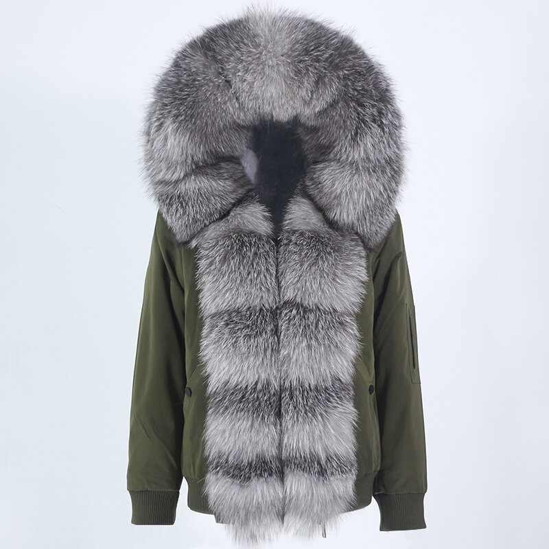 MENINA BONITA2022 giacca invernale donna Bomber Parka vera volpe collo di pelliccia di procione con cappuccio caldo Streetwear capispalla cappotto di pelliccia naturale