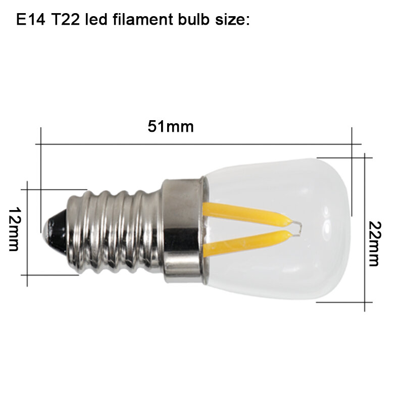 Ampolla de luz Led de filamento E14, Bombilla de CA, CC de 12 voltios, 110v, 220v, 1,5 W para el hogar, foco de vela, COB, lámpara de araña de cristal para interiores, 12v