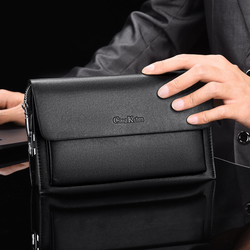 Nieuwe Ontwerp Man Codeslot Clutch Anti-Diefstal Lange Wallet Veiligheid Lock Portemonnee Bedrijf Handtas Ipad Mini Bag Black & Bruin