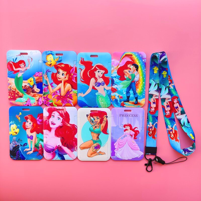 Disney The Little Mermaid Ariel Card Holder Business Badge Card Case Frame Employee Case Cover Student Lanyard ID Card Holder