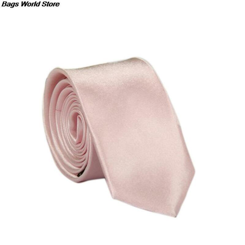 Cravate Slim en Polyester pour Hommes, Classique, Solide, Document de Mariage Imbibé, Mince, Décontracté, Bonbon, 71x6cm, 1 Pièce