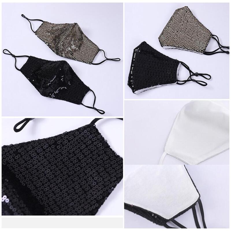 Unisex Masks Reusable Fashion Sequin Face Cover Masks Cotton Warm Anti-haze Shining Party Breathable Face Cover Mouth Mask