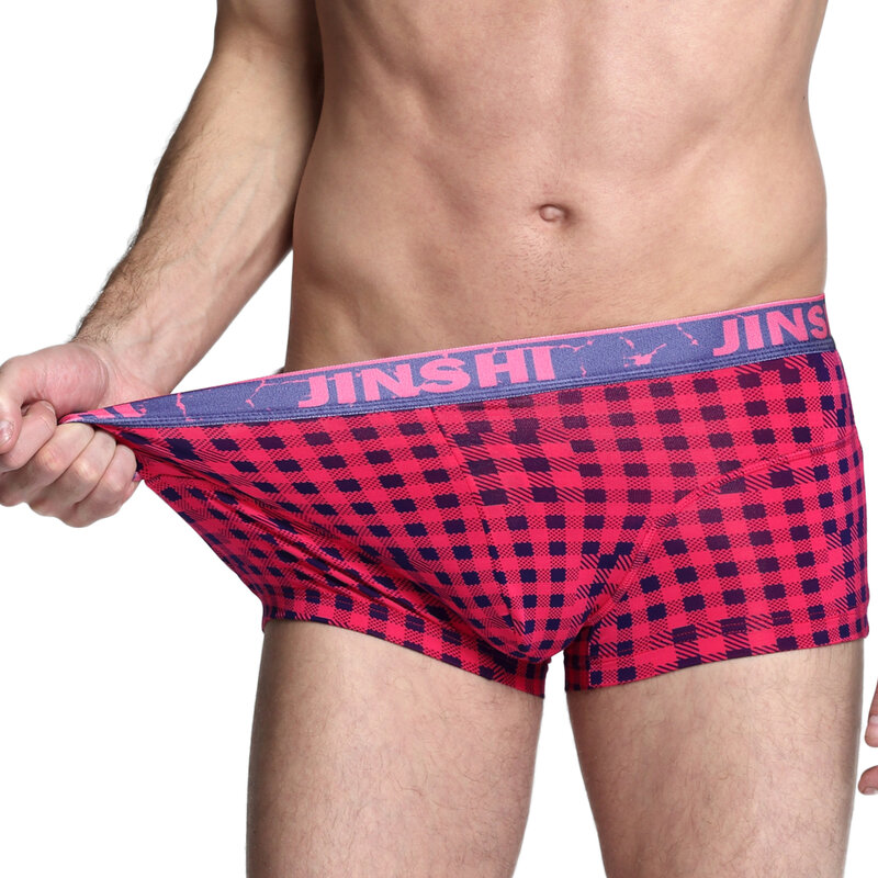 JINSHI Men Print Short Boxer Bamboo Breathable Soft ForYouth Boxer Briefs Fashion Sexy Male Panties