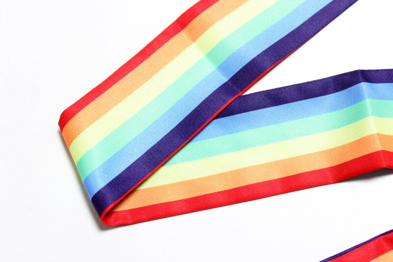 New Fashion 5*100cm Scarf for Women Rainbow Gradient Scarfs Brand Silk Foulard Women Ribbon Tie Head Scarves for Ladies