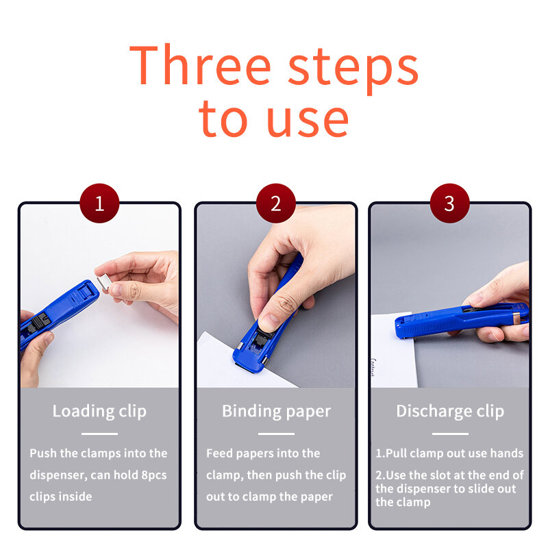 M & G-Pinza de empuje para encuadernación, herramienta de Clip de papel, soporte de clip de bolsillo, carpeta de papel de prueba, soporte sin billete trasero