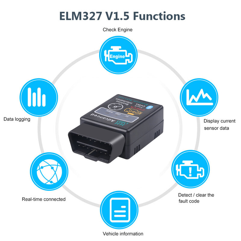 Elm327บลูทูธ OBD2 V1.5 Elm 327 V 1.5 V2.1 OBD 2เครื่องมือวินิจฉัยรถยนต์เครื่องมือสแกนเนอร์ Mini Elm-327อะแดปเตอร์ OBDII เครื่องมือวินิจฉัยอัตโนมัติ