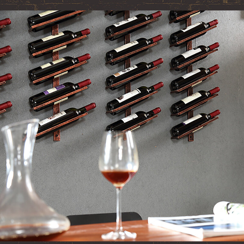 GOALONE 크리에이티브 아이언 와인 랙 벽걸이 2/4 와인 병 홀더, 세련된 모던 샴페인 보관 잔 스탠드, 홈 바용