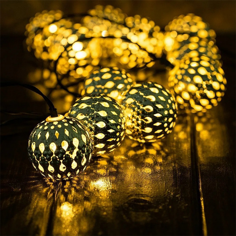 Tira de luces LED con forma de globo, luces de hadas de bolas de Marruecos alimentadas por USB, 8 modos, 80 LED, para decoración de Navidad, dormitorio, fiesta, jardín