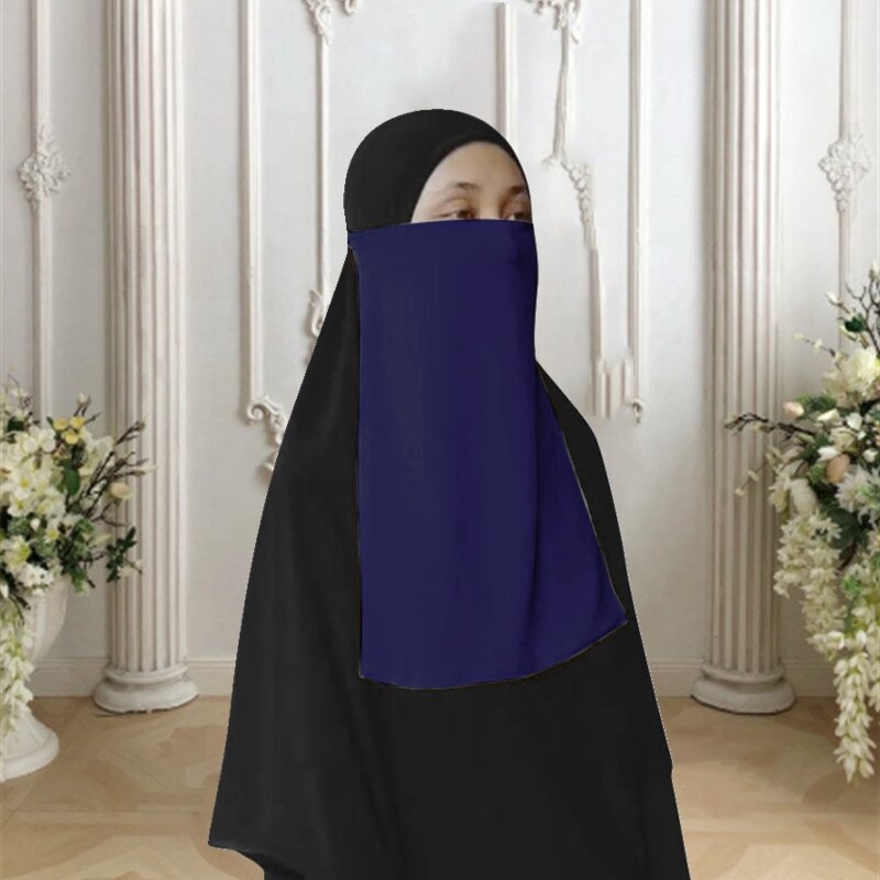 มุสลิมผ้าพันคอผ้าพันคออิสลาม Niqab Burqa Bonnet Hijab ผ้าคลุมไหล่ชีฟอง Headwear สีดำหน้าปก Abaya ผู้หญิง Hijabs ห่อหัว