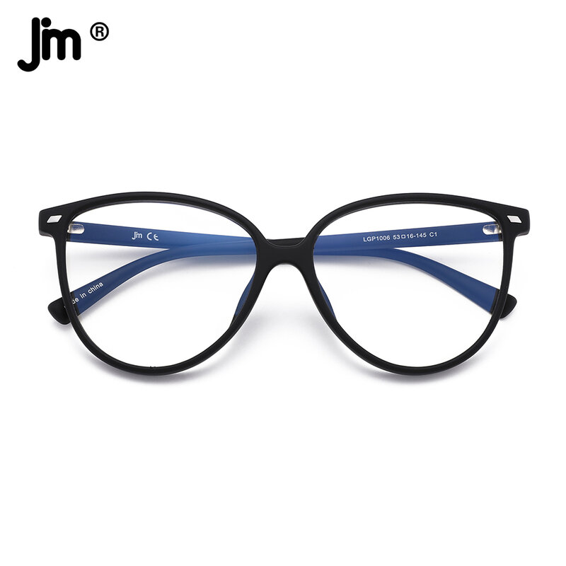 Jm óculos redondo feminino com luz azul, armação anti raio azul de marca e designer