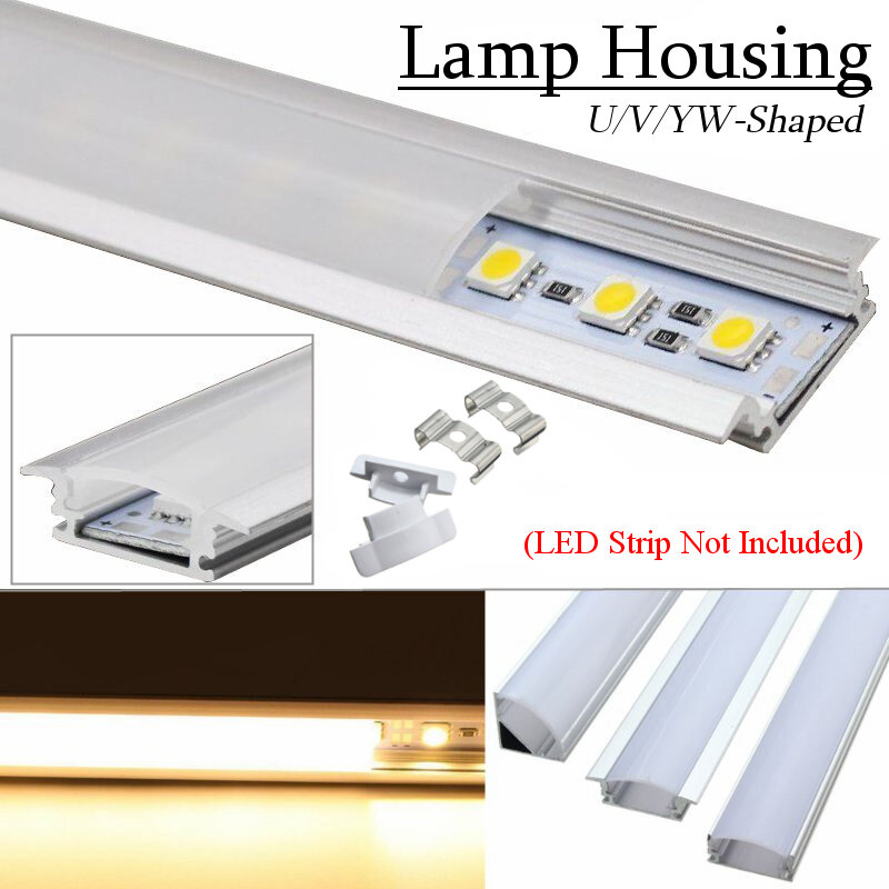 Vendita calda 5/10PCS 50cm supporto per canale in alluminio U/V/YW tre stili per barra luminosa a strisce LED sotto la lampada dell'armadio cucina 1.8cm di larghezza